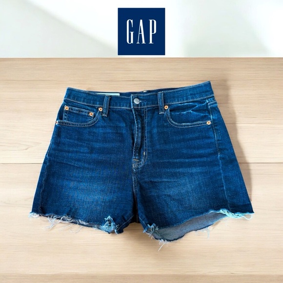 NWOT, GAP, 4" High Rise Denim Shorts, Size 28 / 6R, Dark Indigo - Picture 1 of 8